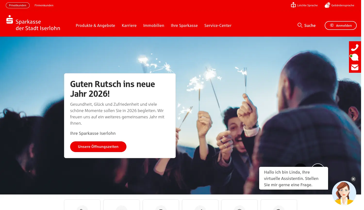Website der Firma Sparkasse Iserlohn Anstalt des öffentlichen Rechts