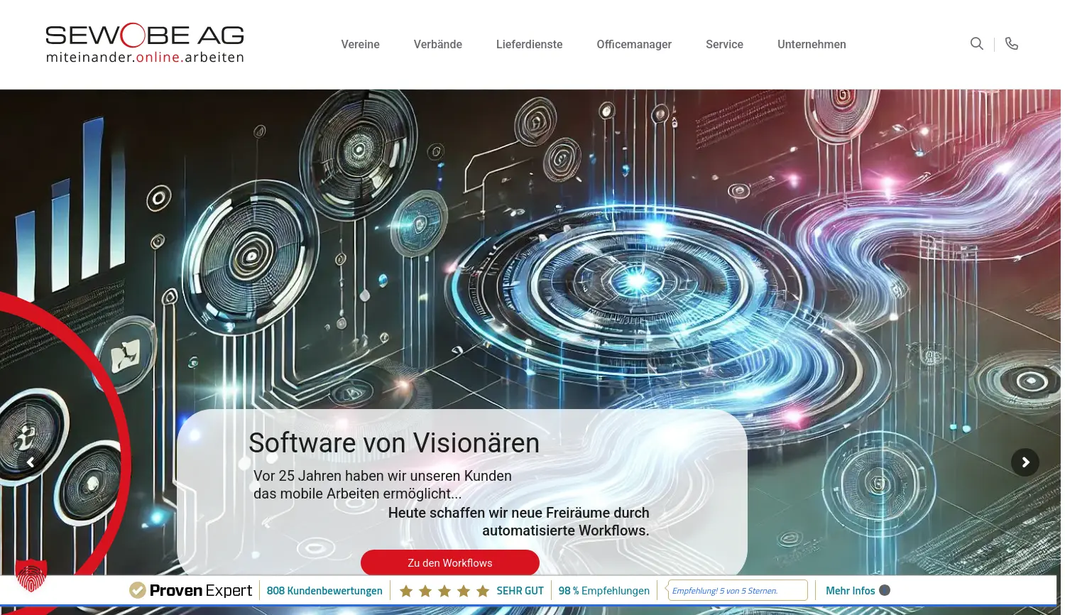 Website der Firma SEWOBE AG