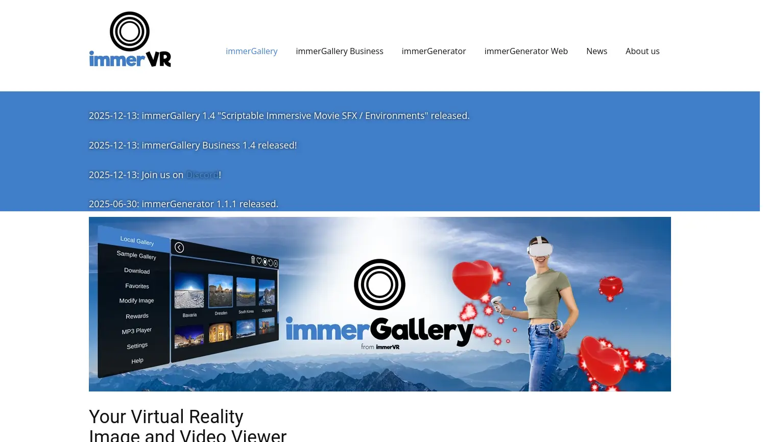 Website der Firma immerVR GmbH