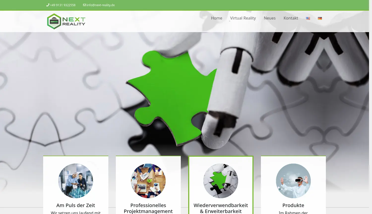 Website der Firma Next Reality GmbH
