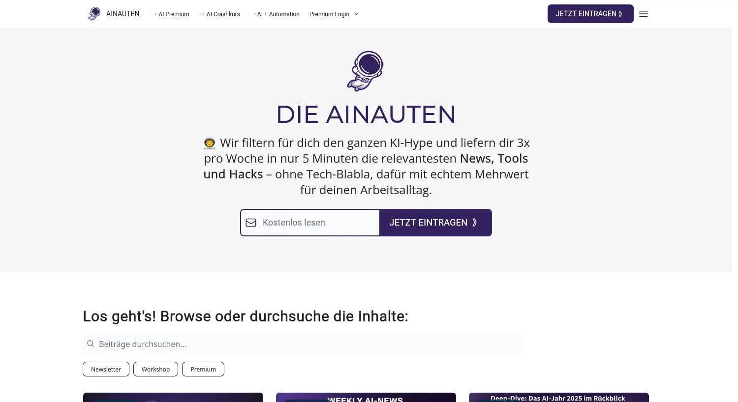 Website der Firma AInauten