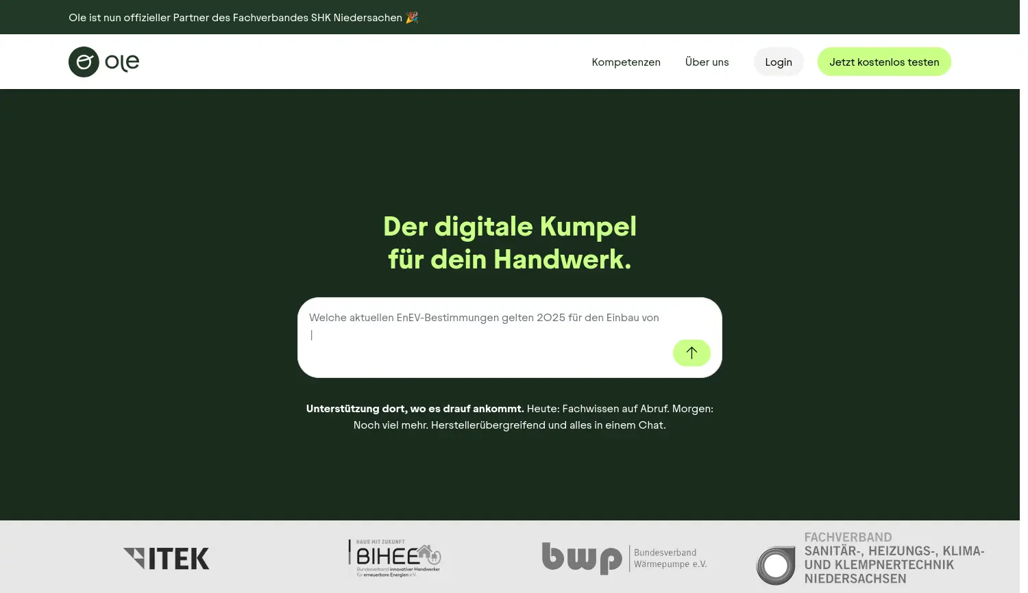 Website der Firma Ole KG