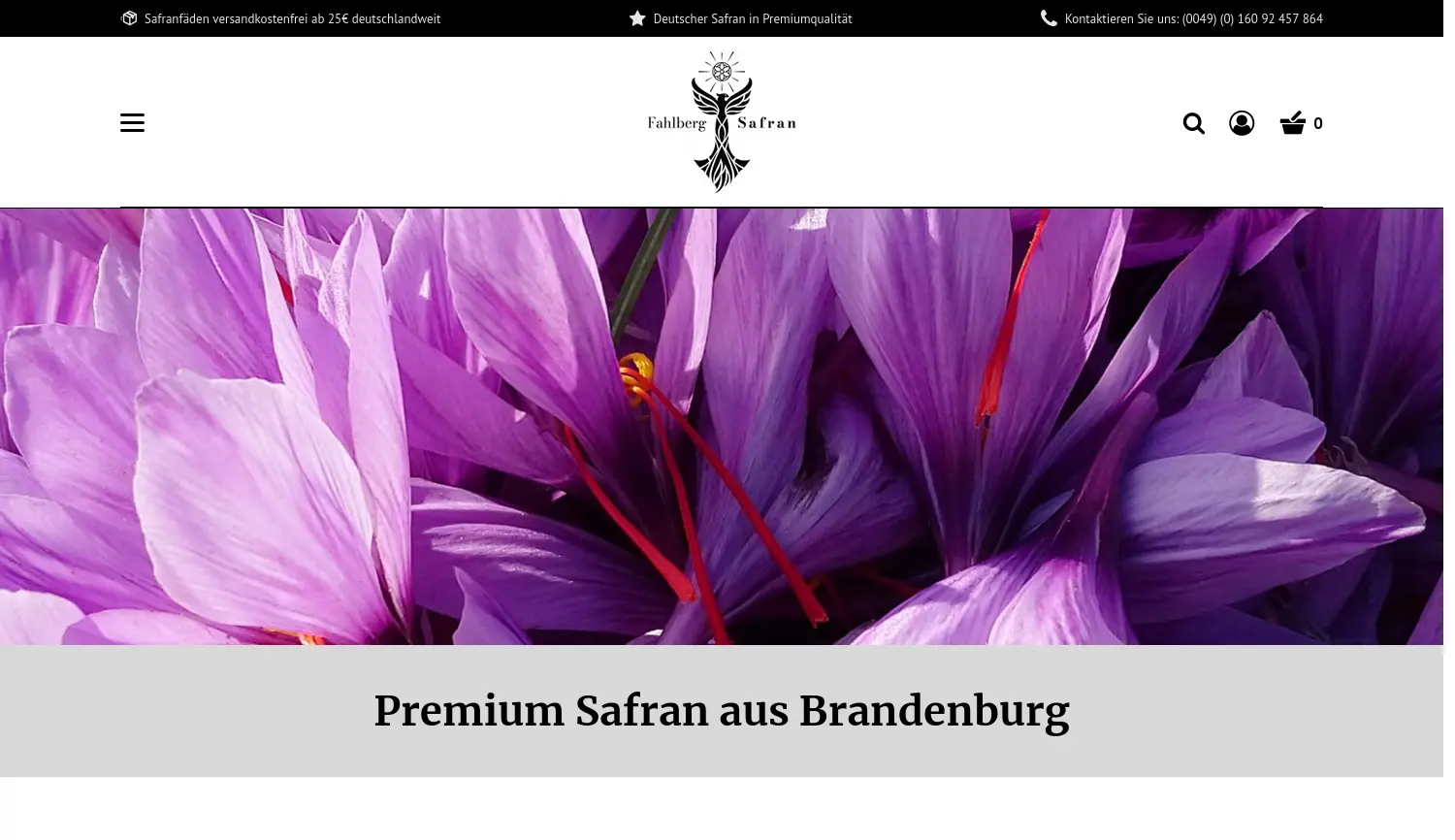Website der Firma Fahlberg Safran