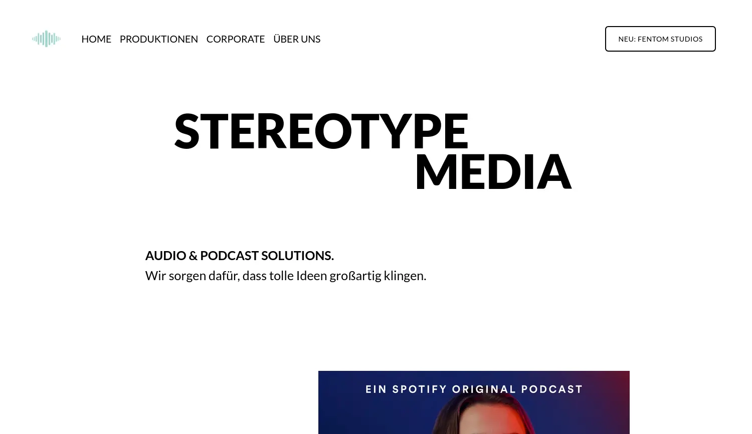 Website der Firma STEREOTYPE MEDIA GMBH