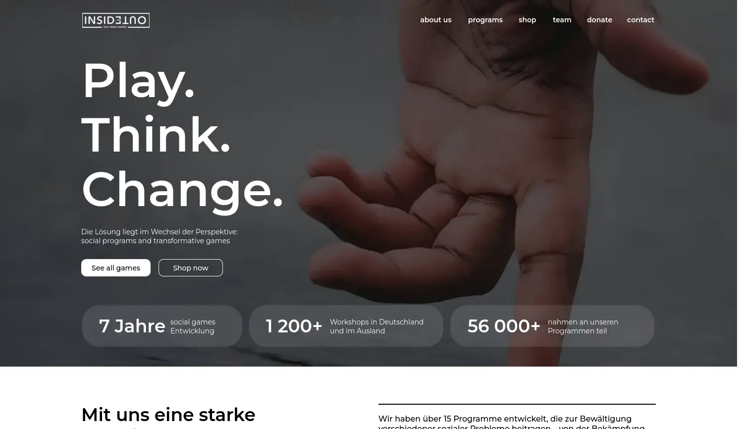 Website der Firma Inside Out e.V.