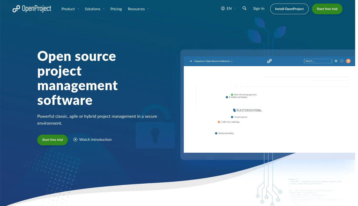 Website der Firma OpenProject GmbH