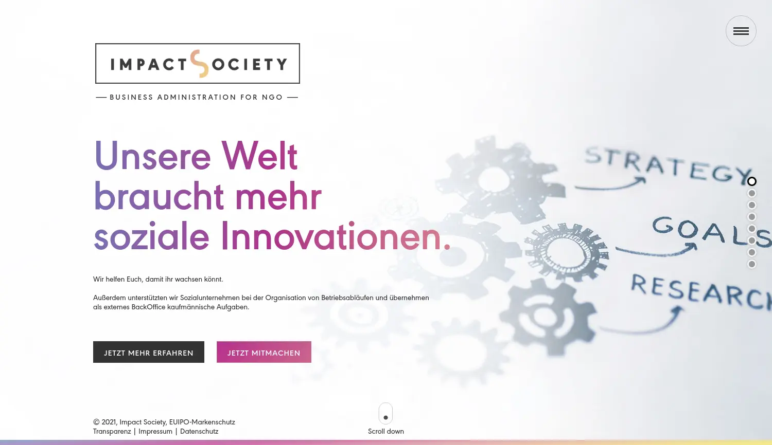 Website der Firma Impact Society gGmbH