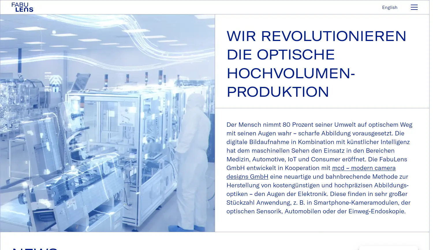 Website der Firma FabuLens GmbH