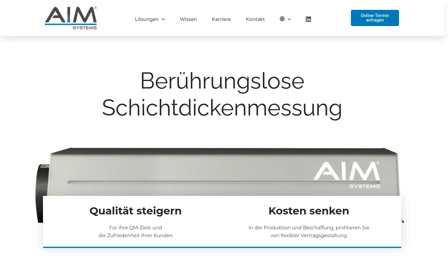 Website der Firma AIM Systems GmbH