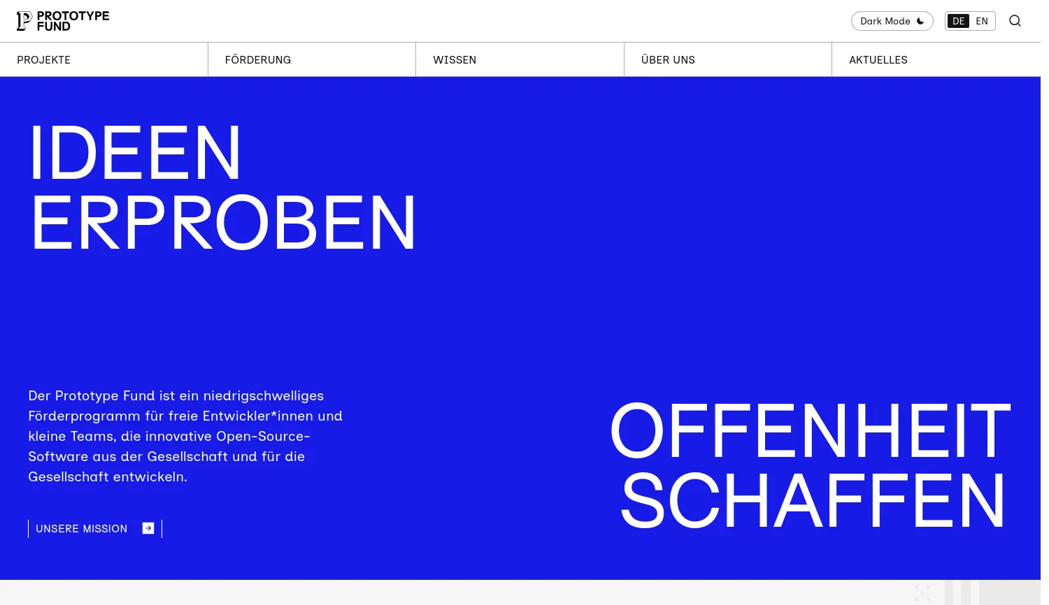 Website der Firma Open Knowledge Foundation Deutschland e.V.