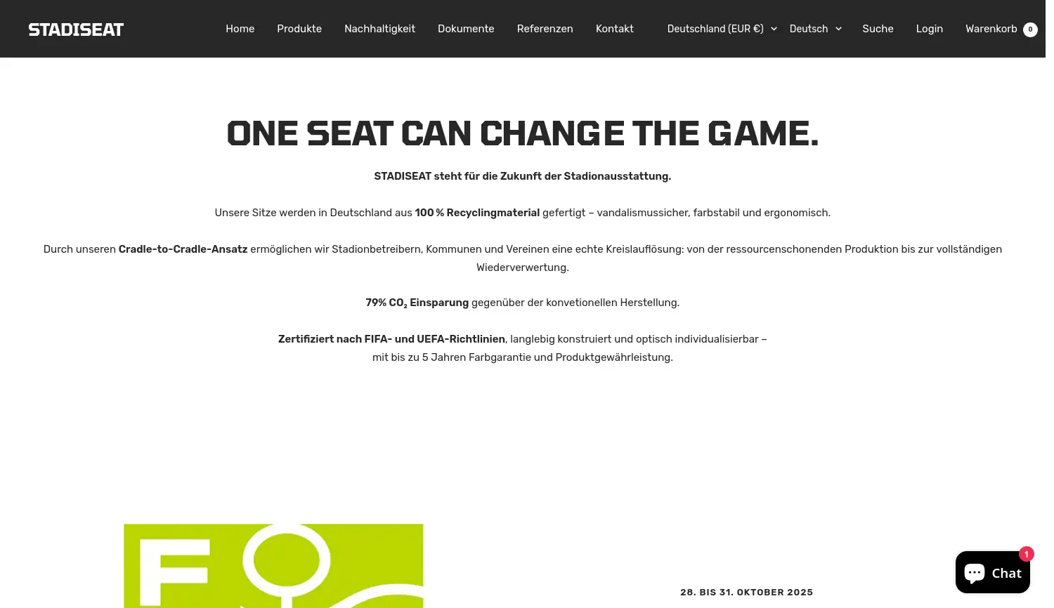 Website der Firma stadiseat GmbH