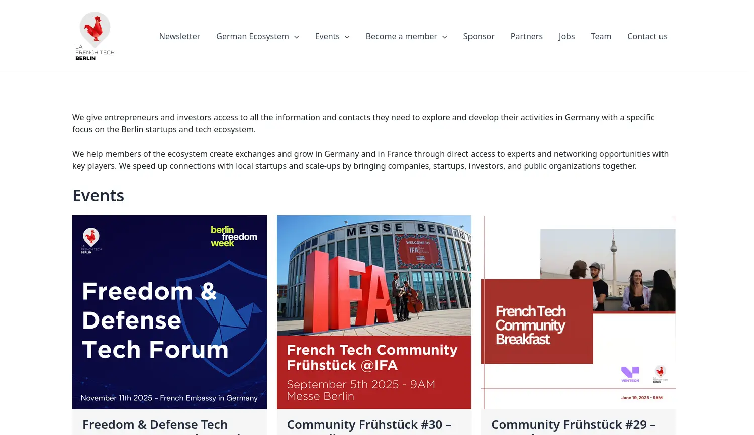 Website der Firma French Tech Berlin