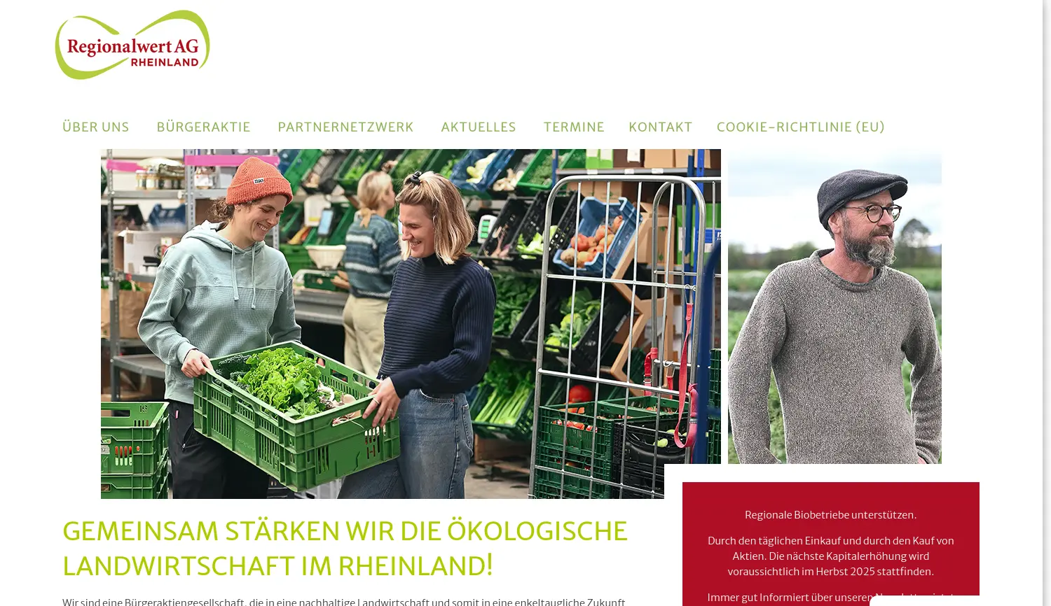 Website der Firma Regionalwert AG Rheinland