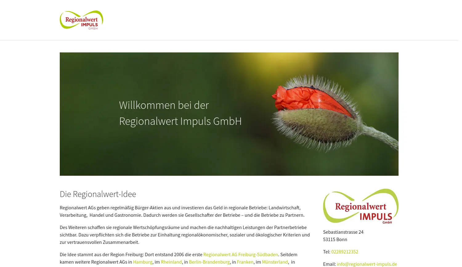 Website der Firma Regionalwert Impuls GmbH