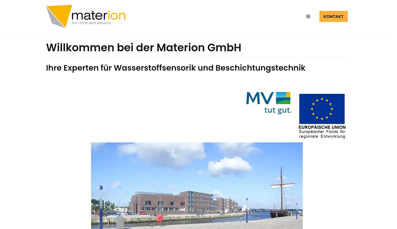 Website der Firma Materion GmbH