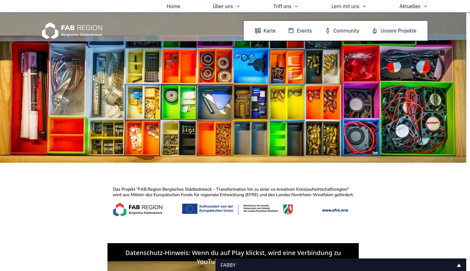 Website der Firma FAB Region Bergisches Städtedreieck