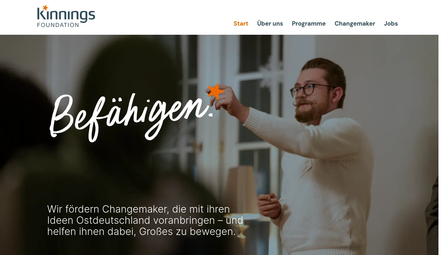 Website der Firma Kinnings Foundation gemeinnützige GmbH