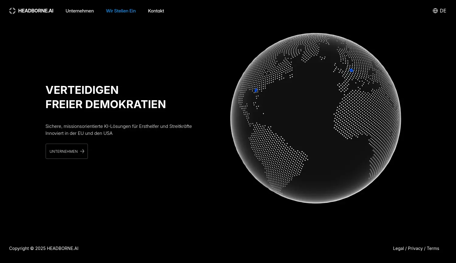 Website der Firma HEADBORNE.AI