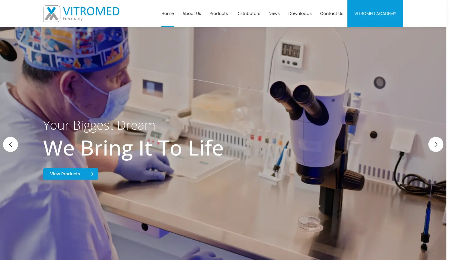 Website der Firma VITROMED GmbH