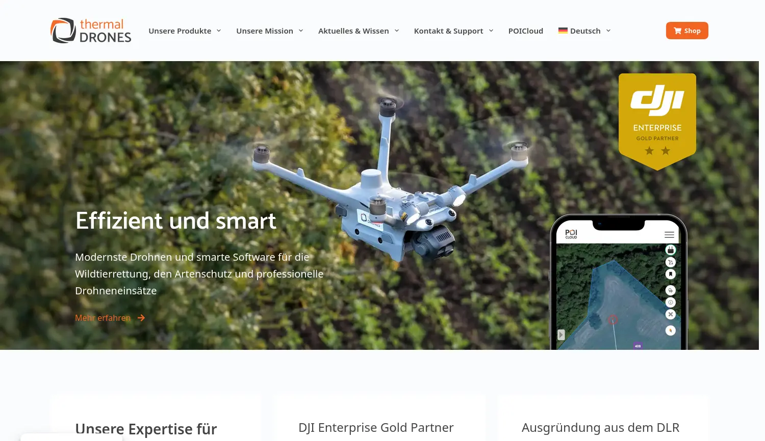 Website der Firma thermal DRONES
