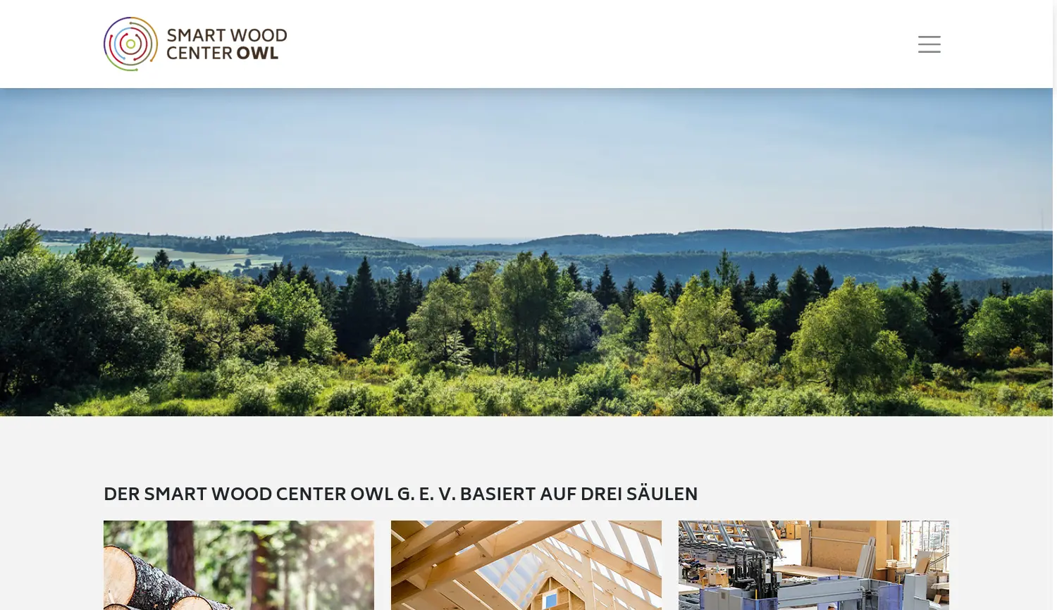 Website der Firma Smart Wood Center OWL g. e. V.