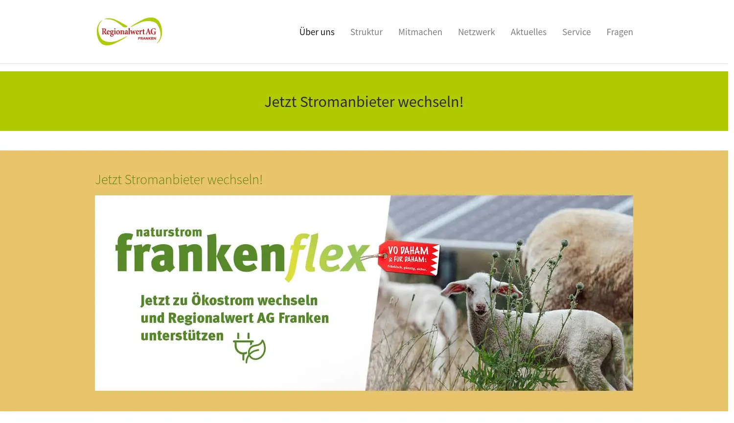 Website der Firma Regionalwert AG Franken