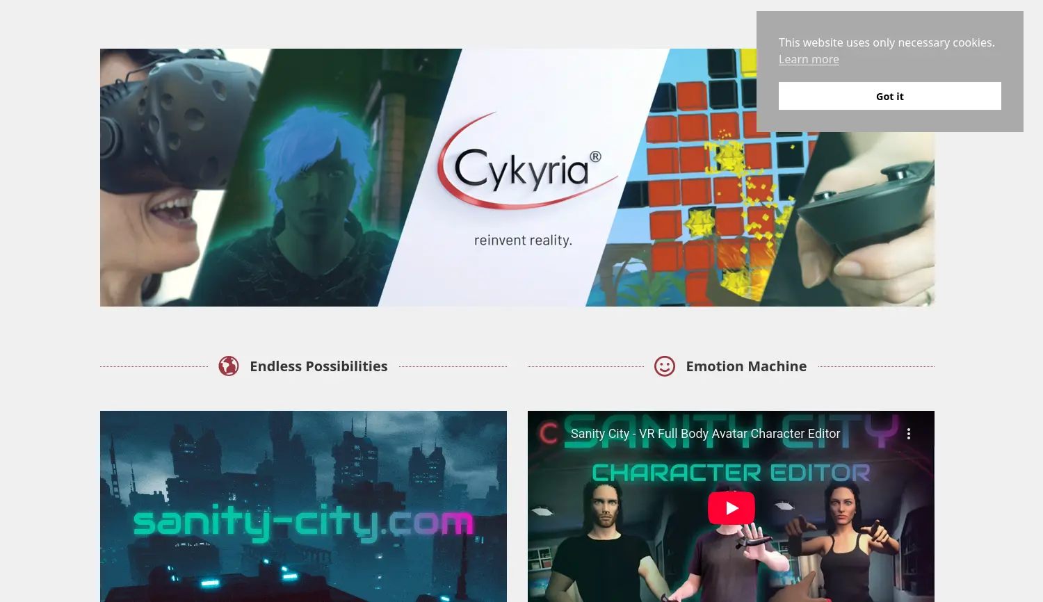 Website der Firma Cykyria – Virtual Reality Inh. Benedikt Engelhard