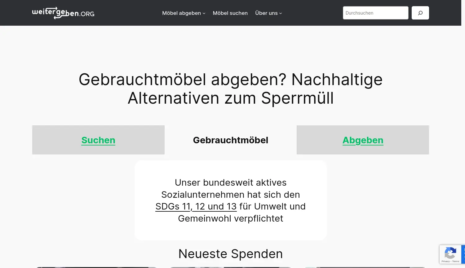 Website der Firma WeiterGeben.org