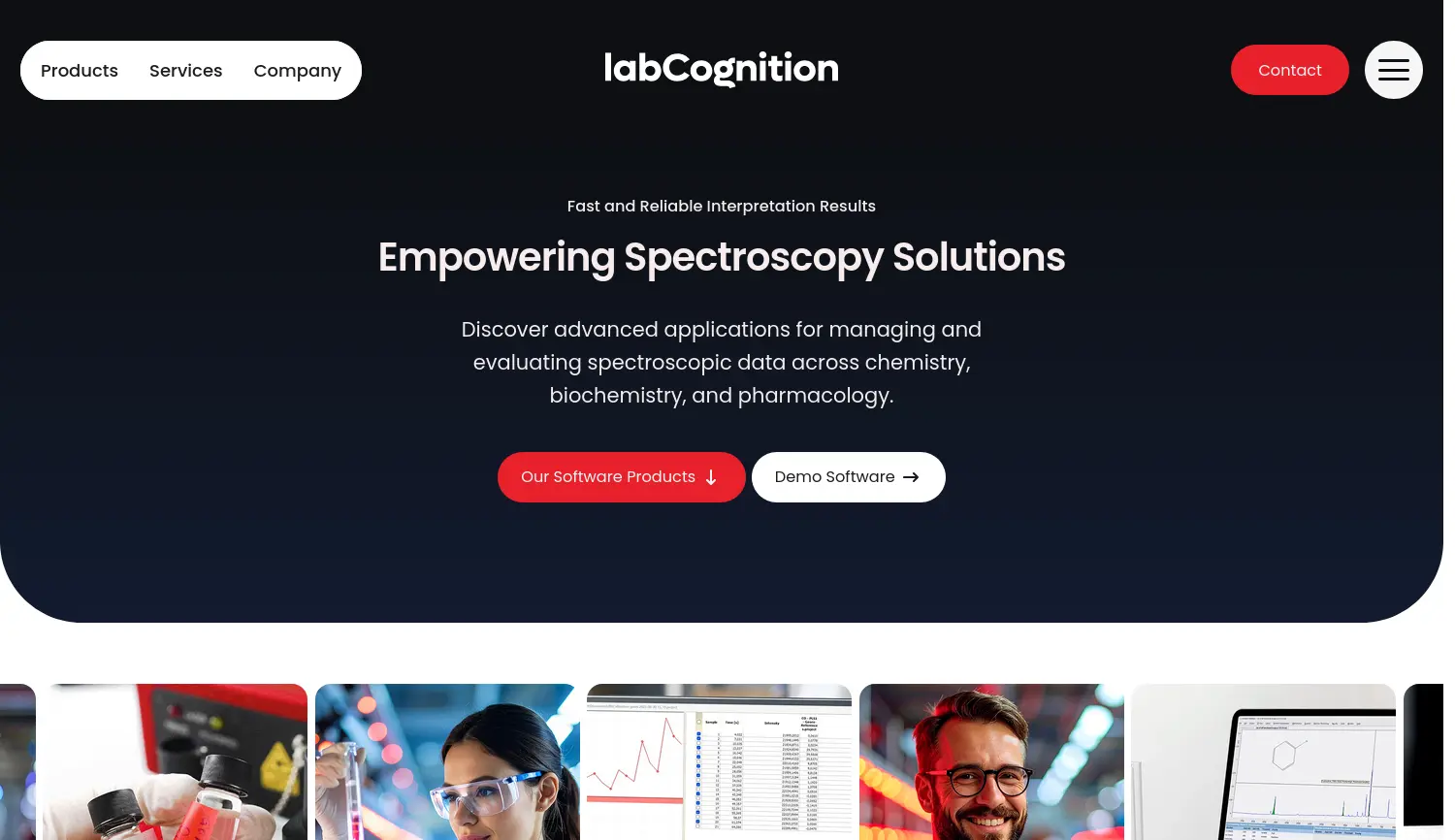 Website der Firma labCognition Analytical Software GmbH & Co. KG