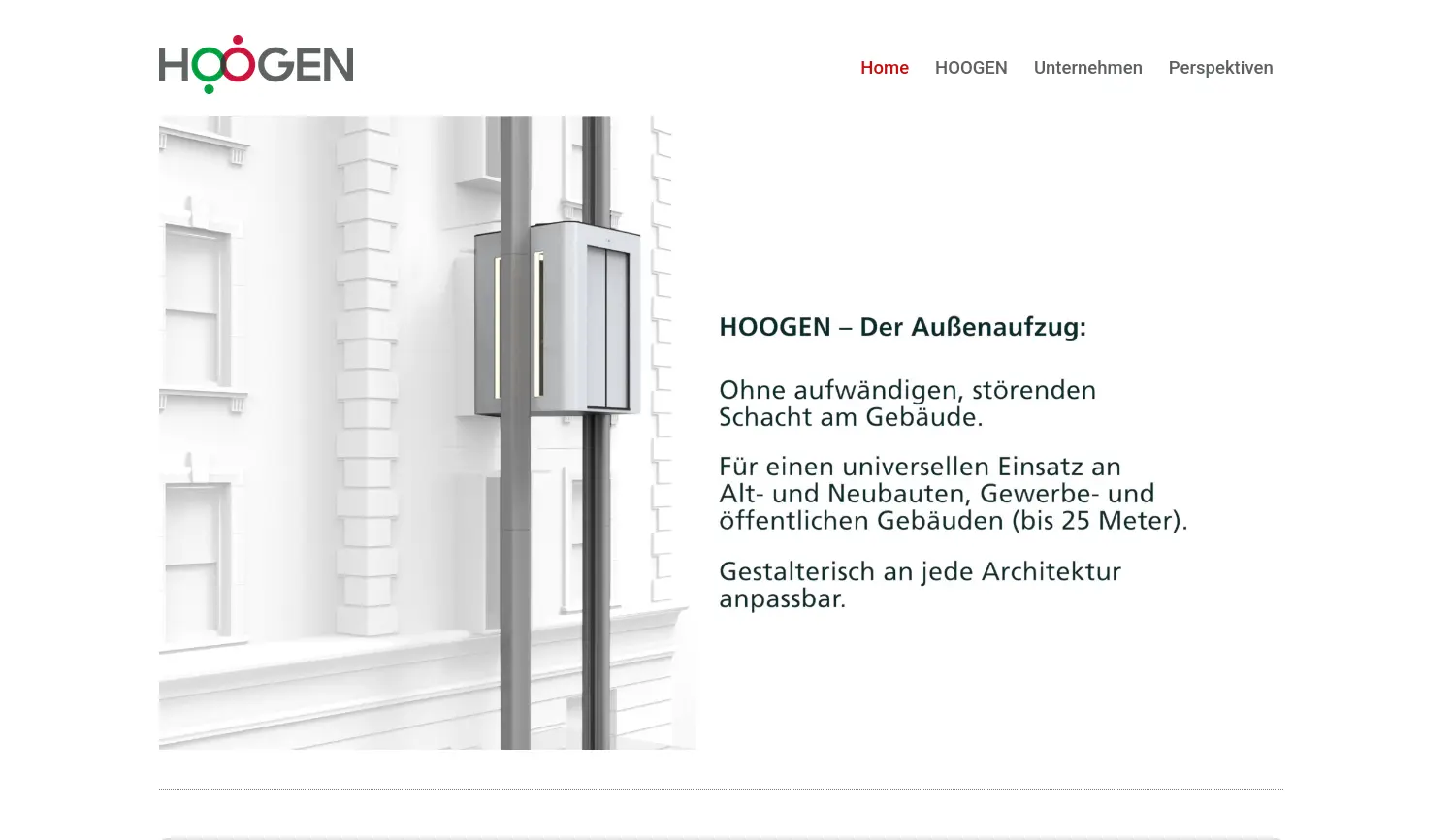 Website der Firma HOOGEN Experience GmbH