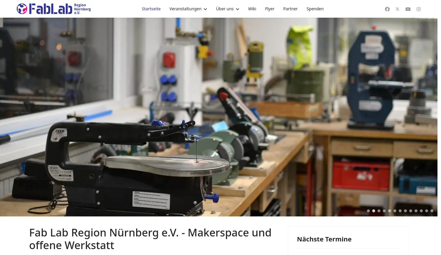 Website der Firma Fab Lab Region Nürnberg e.V.