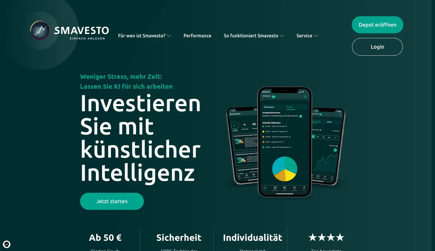 Website der Firma smavesto GmbH