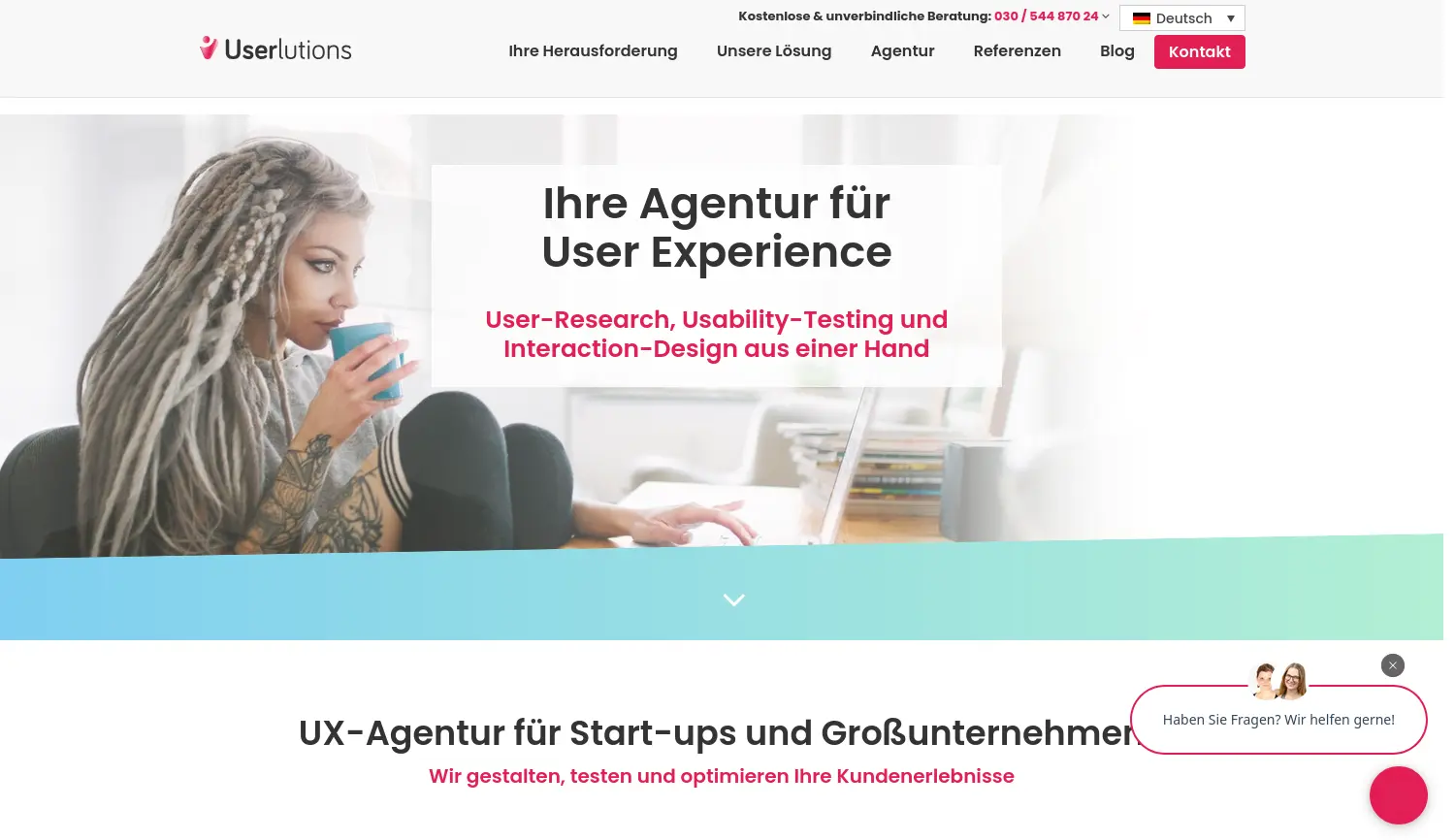 Website der Firma Userlutions GmbH