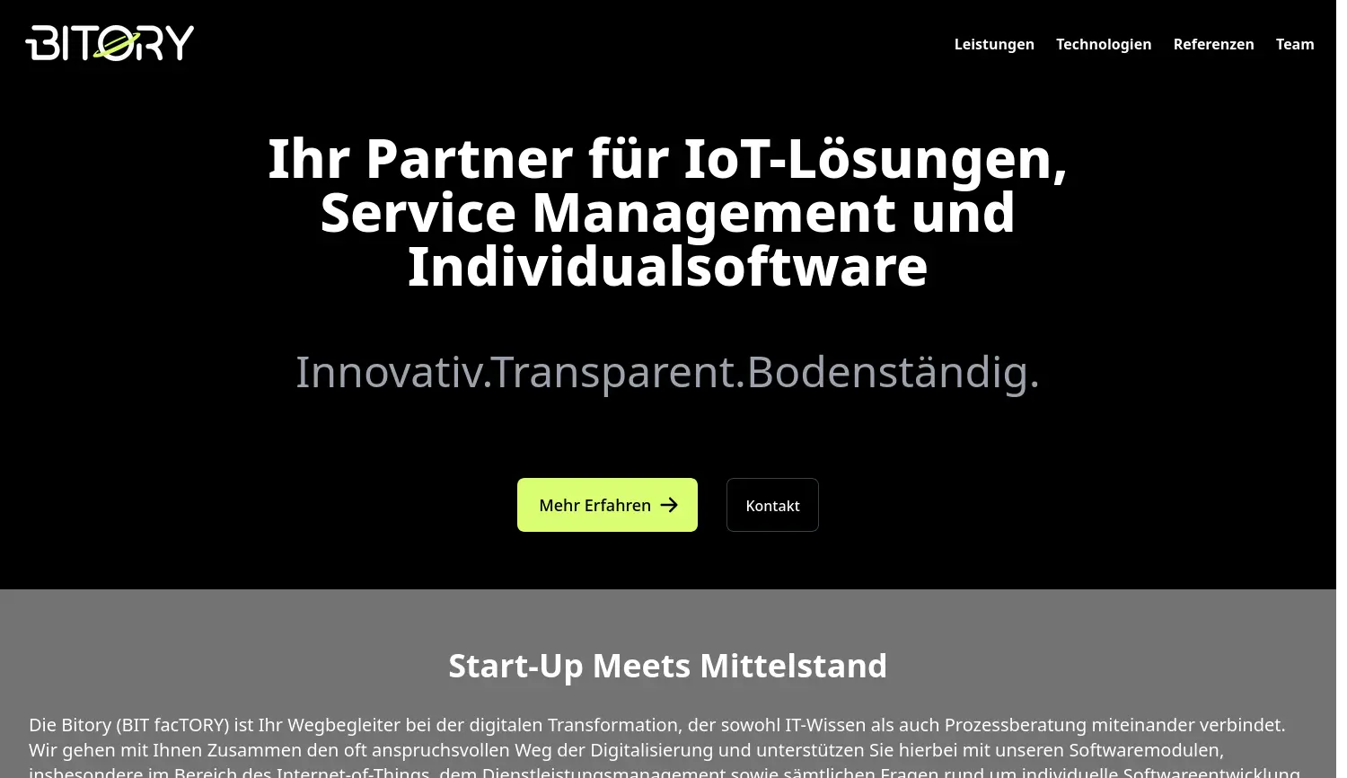 Website der Firma Bitory GmbH