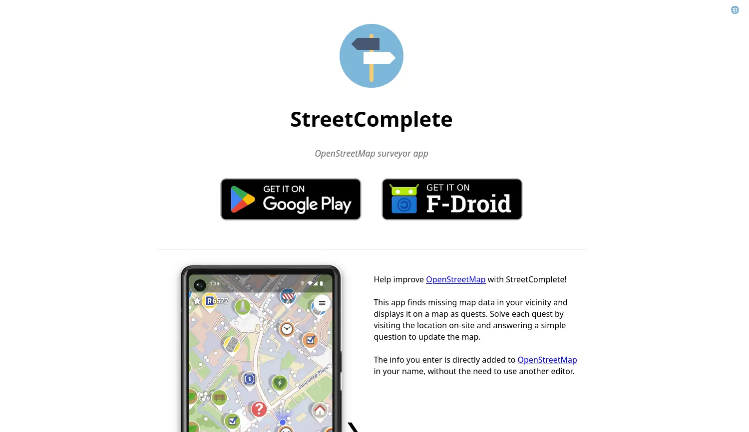 Website der Firma StreetComplete