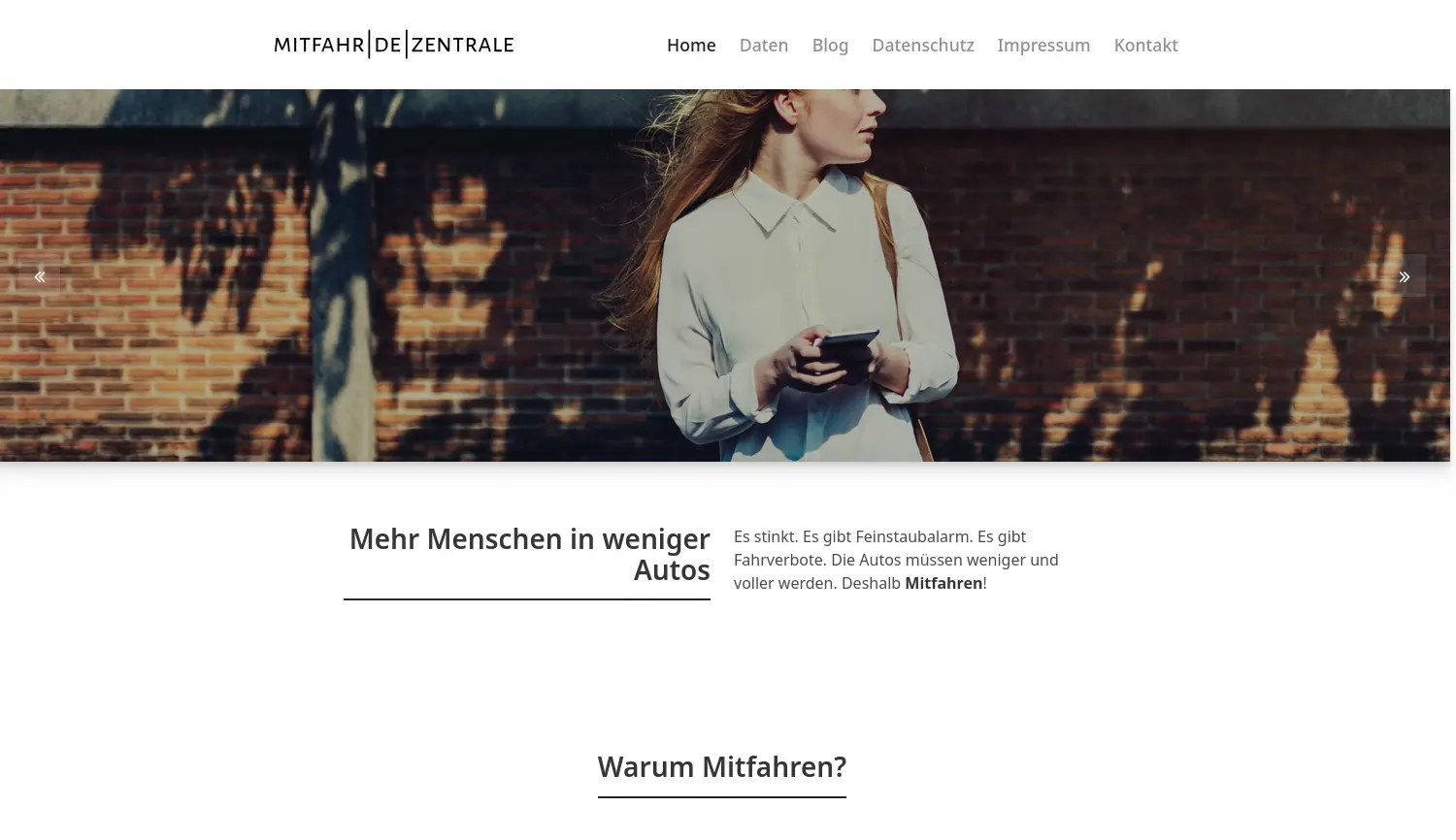 Website der Firma MITFAHR|DE|ZENTRALE