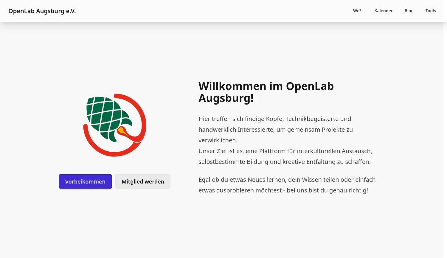 Website der Firma OpenLab Augsburg e.V.