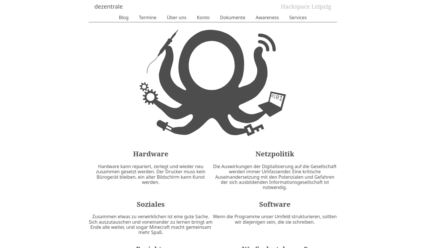 Website der Firma dezentrale e.V.