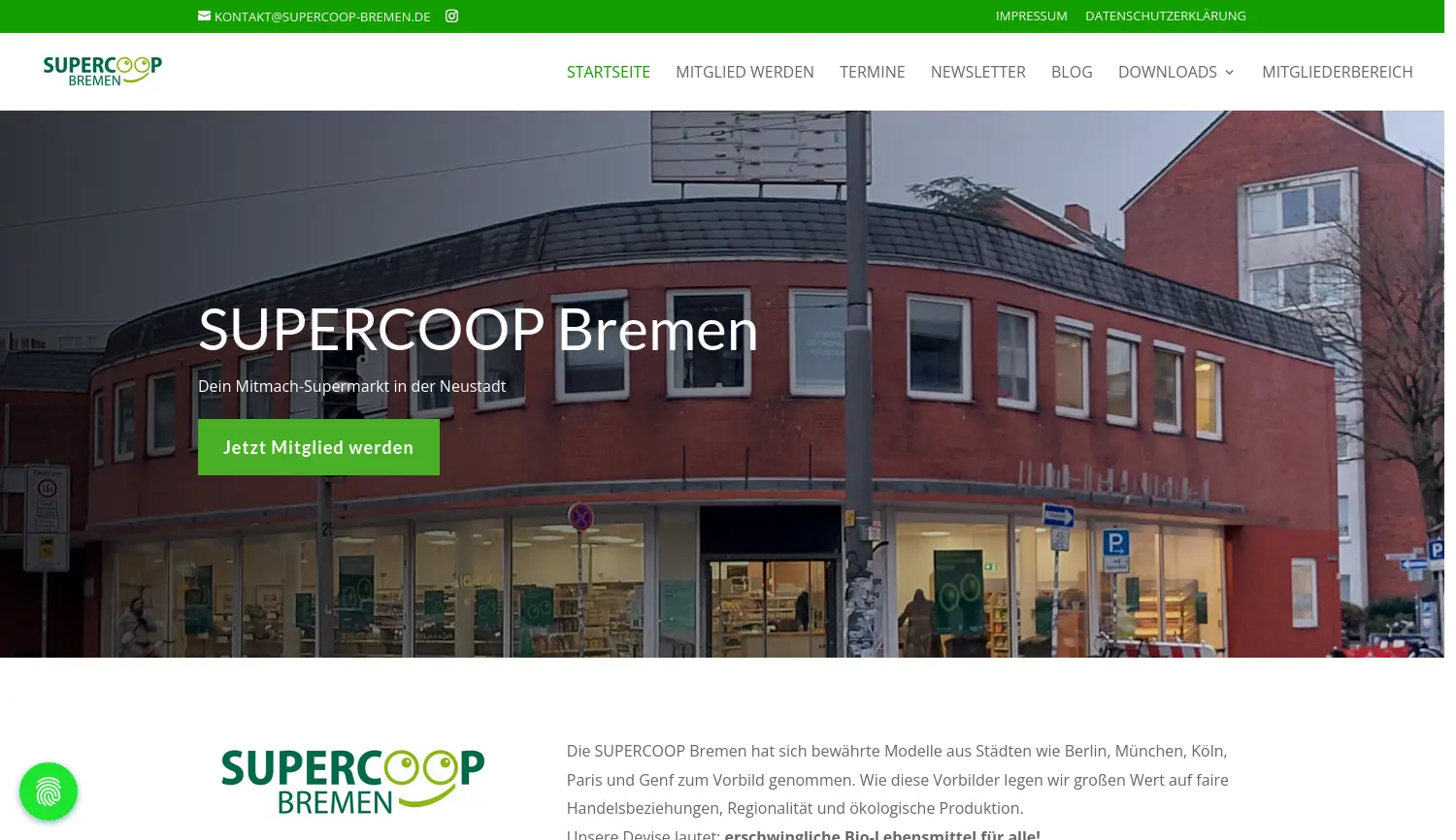 Website der Firma SUPERCOOP Bremen eG