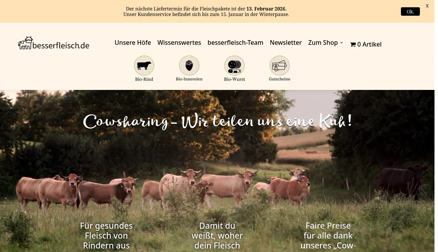 Website der Firma besserfleisch GmbH