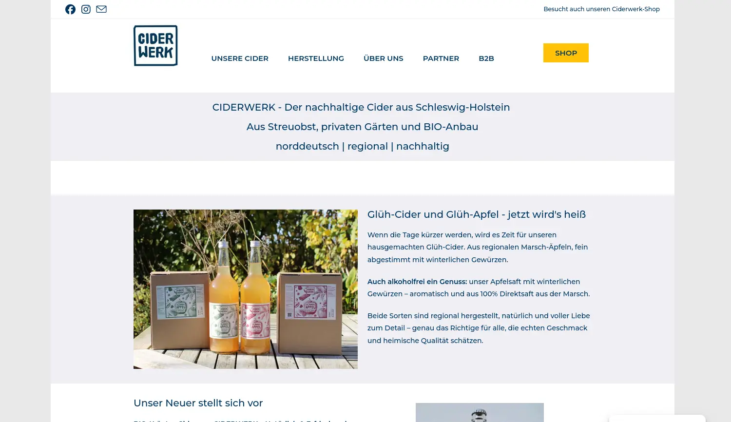 Website der Firma Ciderwerkstatt GmbH