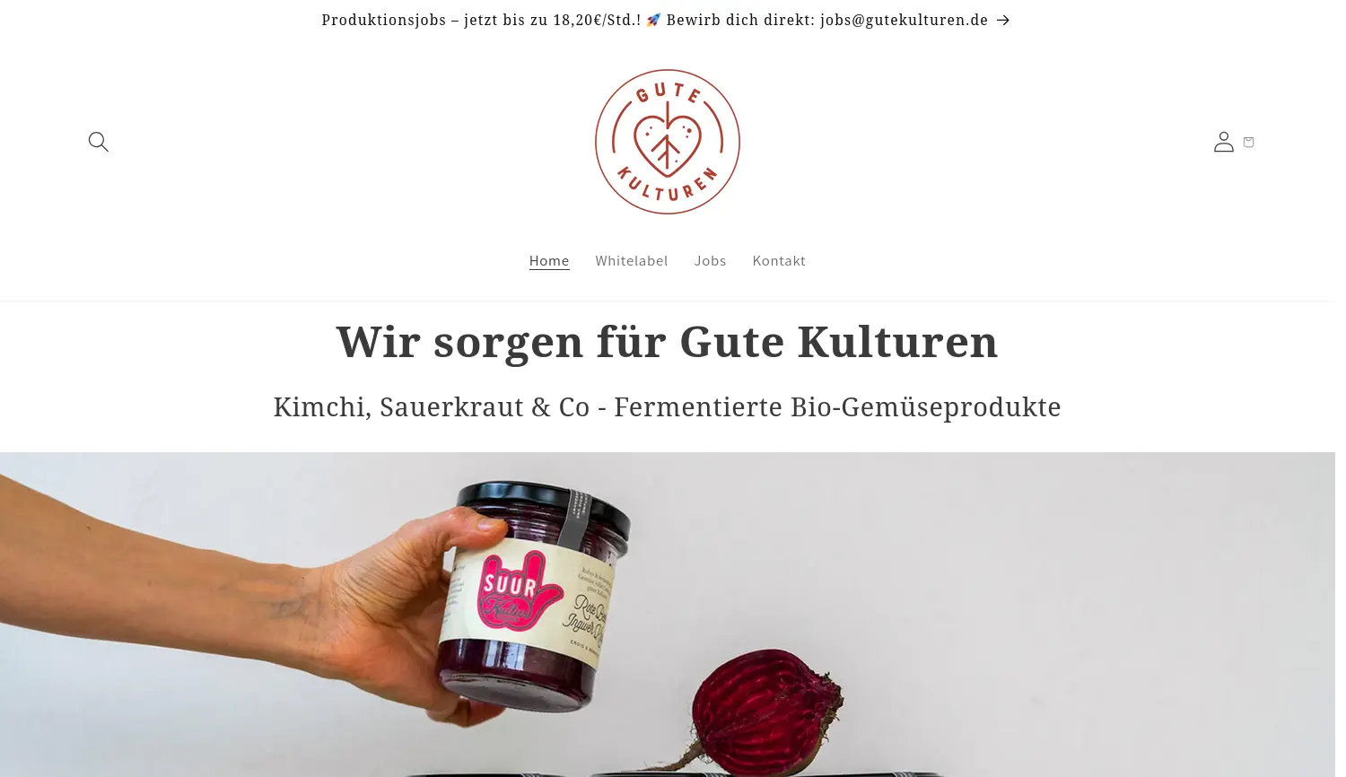 Website der Firma Gute Kulturen GmbH