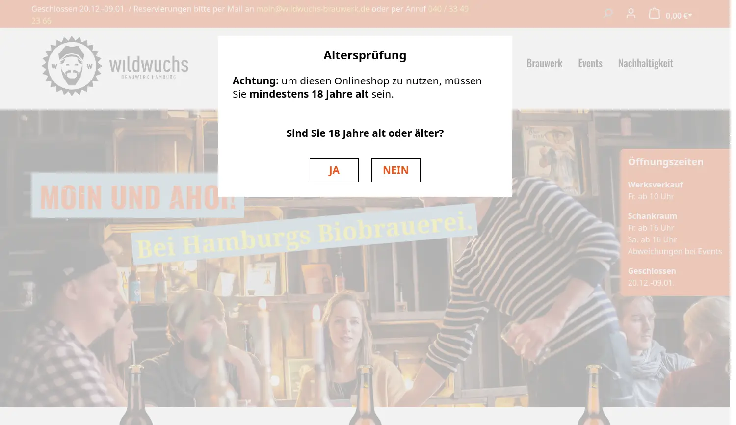 Website der Firma wildwuchs Brauwerk Hamburg KG