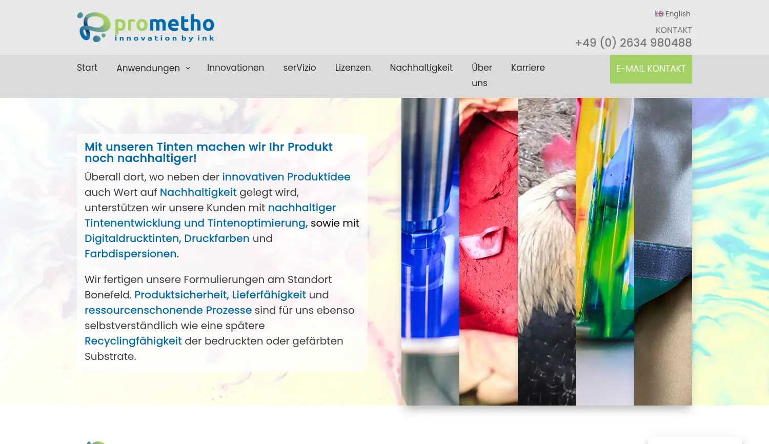Website der Firma pro metho GmbH