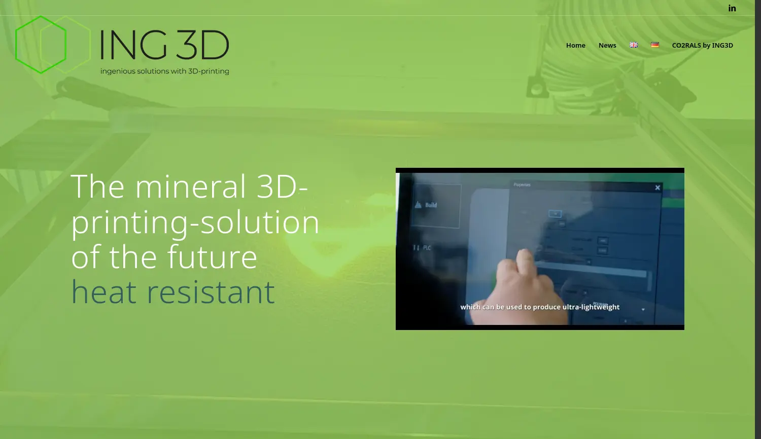 Website der Firma ING3D GmbH