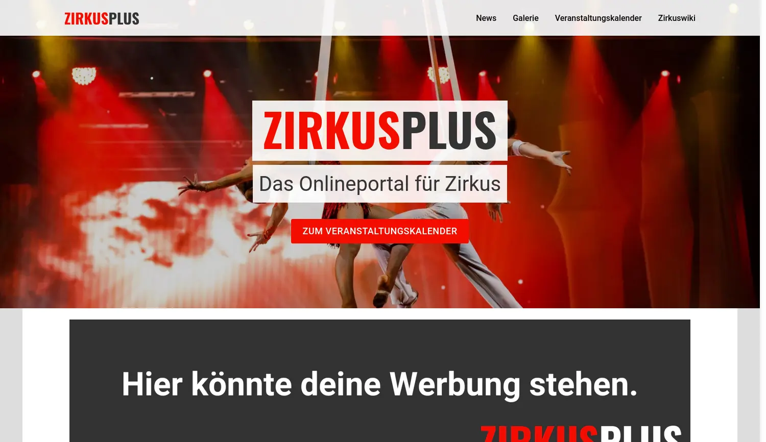 Website der Firma ZirkusPlus GmbH