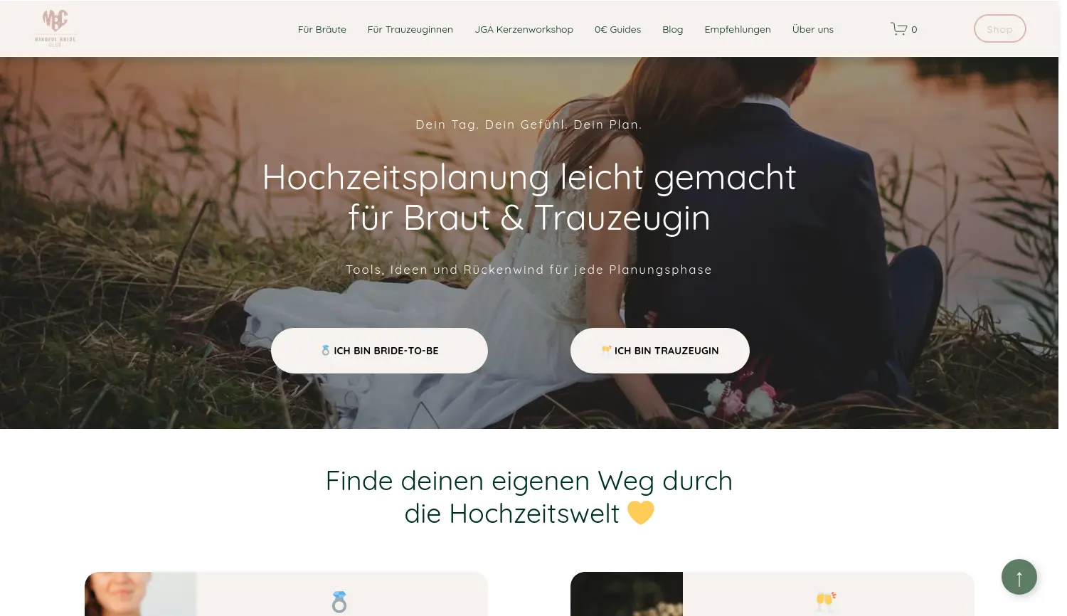 Website der Firma Katrin Wittmann Mindful Bride Club