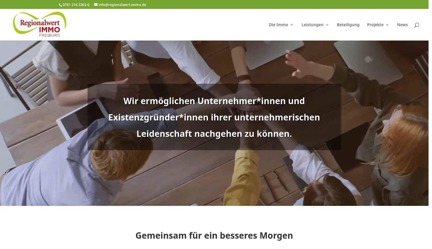 Website der Firma Regionalwert Immo Freiburg GmbH & Co. KG
