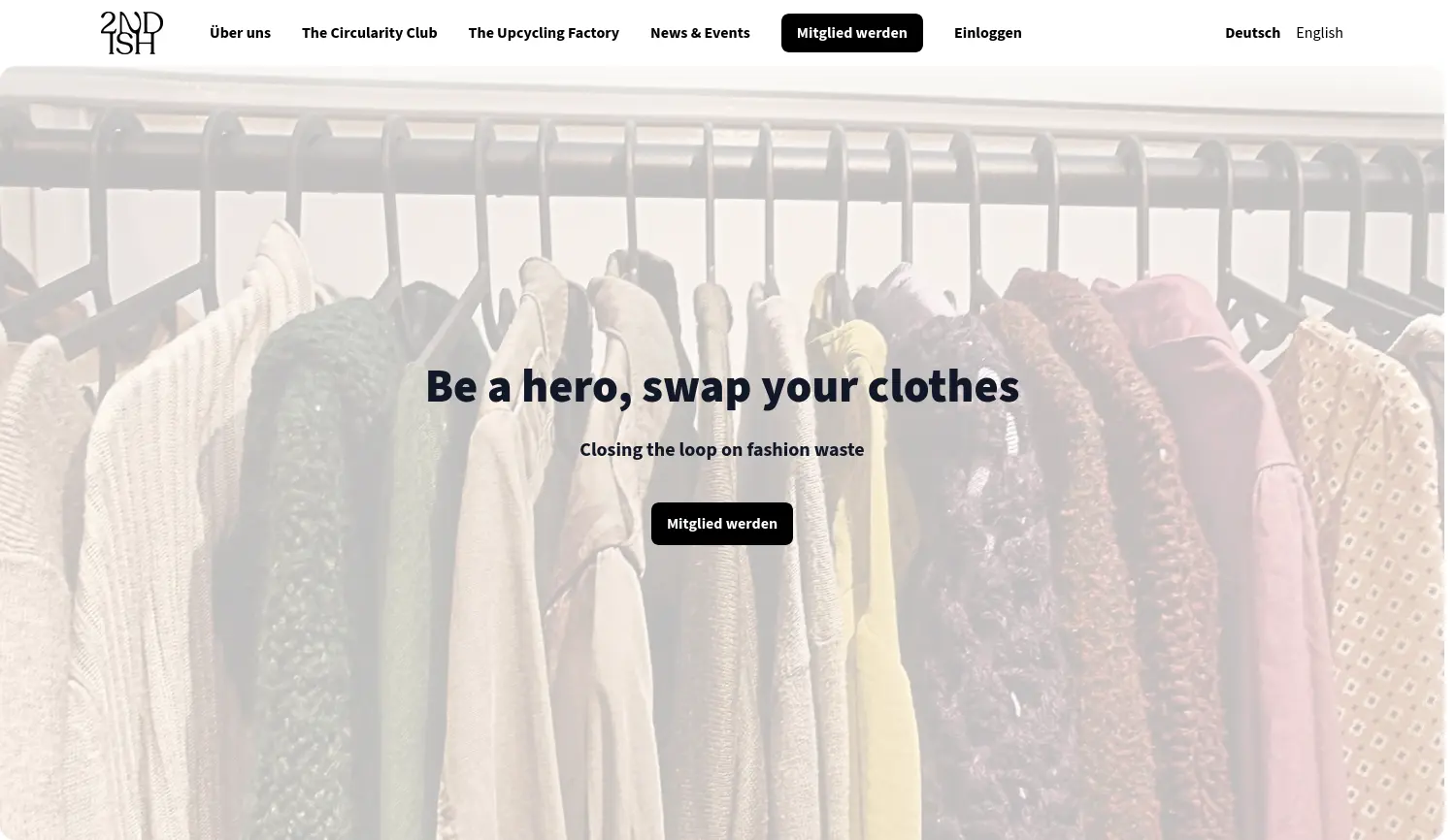 Website der Firma 2ndish The Circularity Club