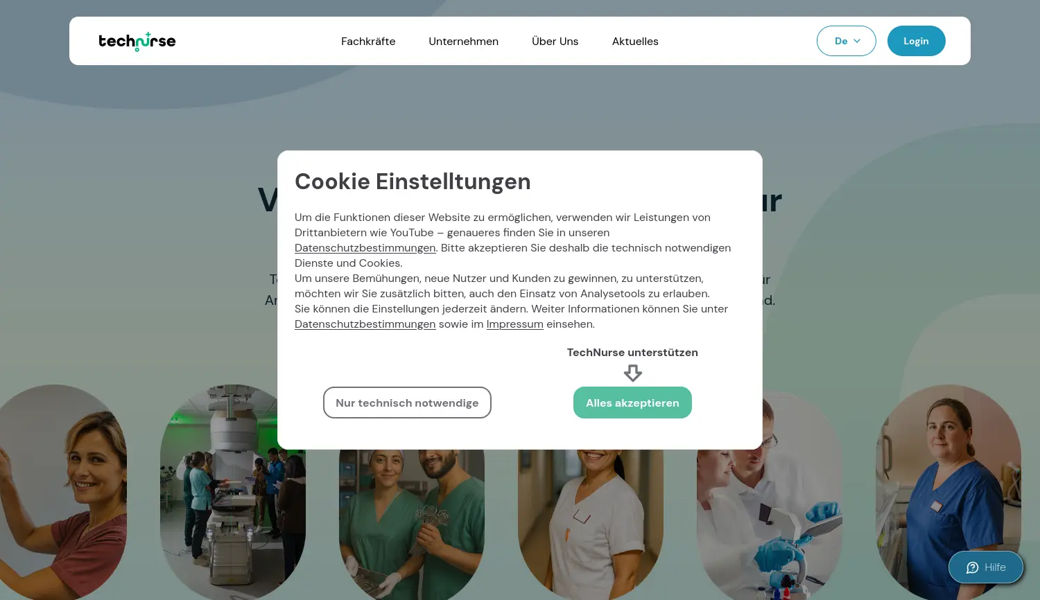 Website der Firma TechNurse GmbH